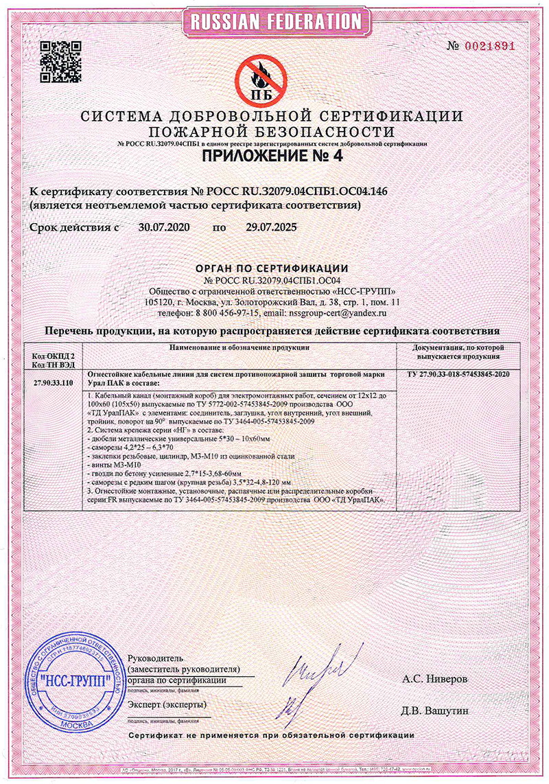 Сертификат соответствия ОКЛ приложение 4
